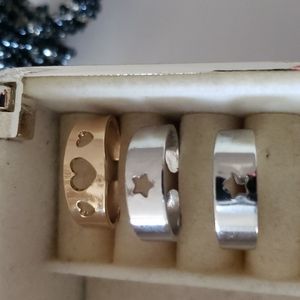 Rings Adjustable 2 silver 1 Gold